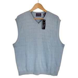 J. Ashford NWT Men's 100% Pima Cotton Light Blue Sweater Vest Size XL